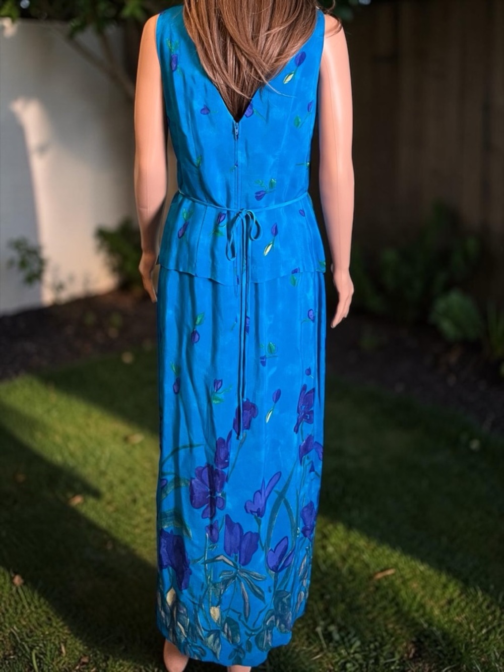 Dress Barn Blue Floral Maxi Dress Size 6 Boho Layered Look Rayon - Picture 8 of 10